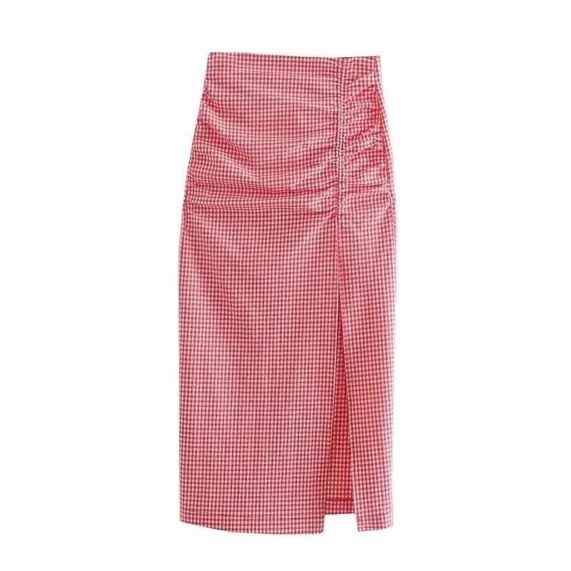 ELEGANT HIGH WAIST SLIT PENCIL MIDI SKIRT
