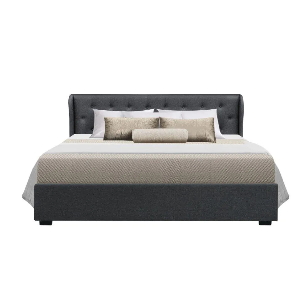 Elouera King Frame With Gas Lift Storage Charcoal