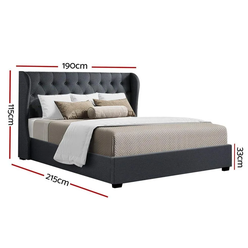 Elouera King Frame With Gas Lift Storage Charcoal