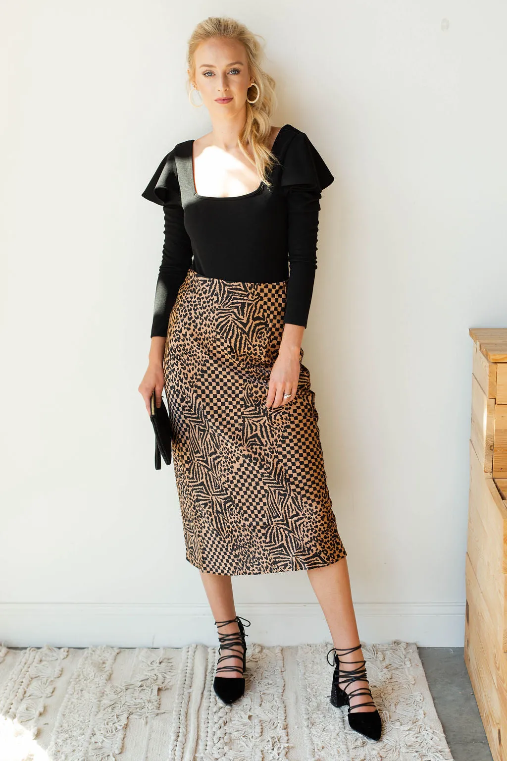 encore midi woven skirt
