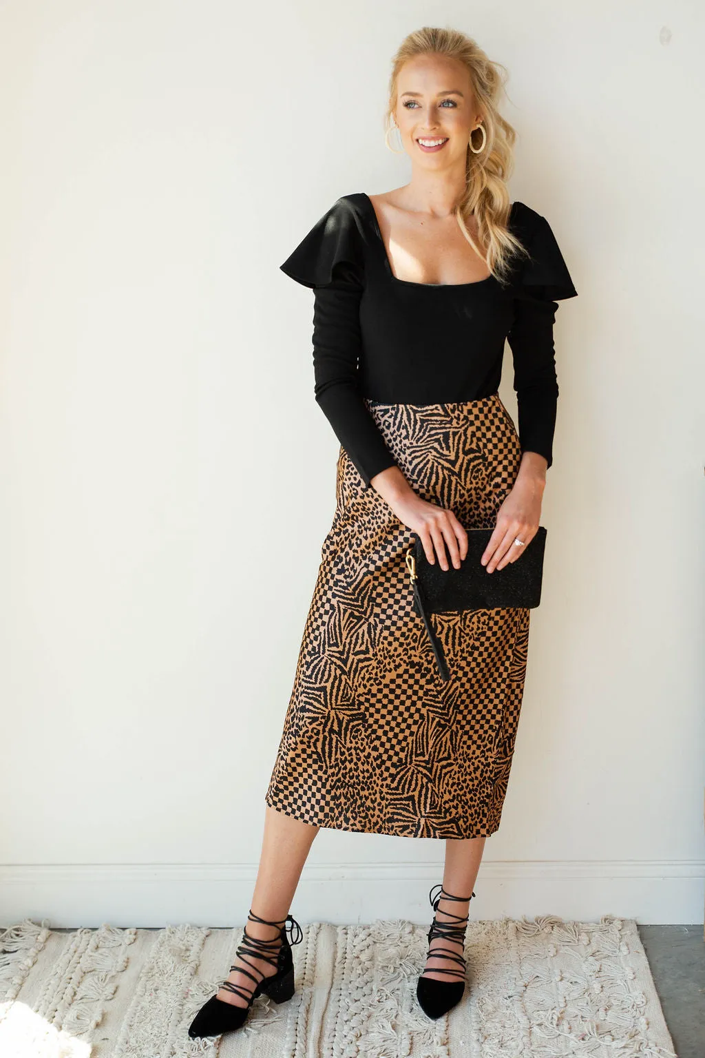 encore midi woven skirt