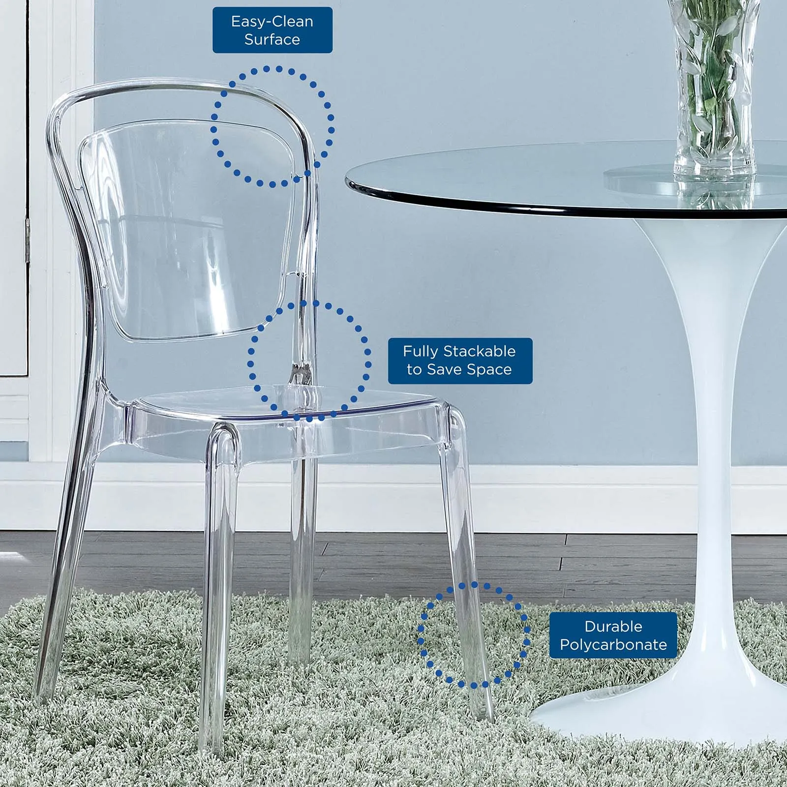 Entreat Dining Side Chair Clear EEI-1070-CLR