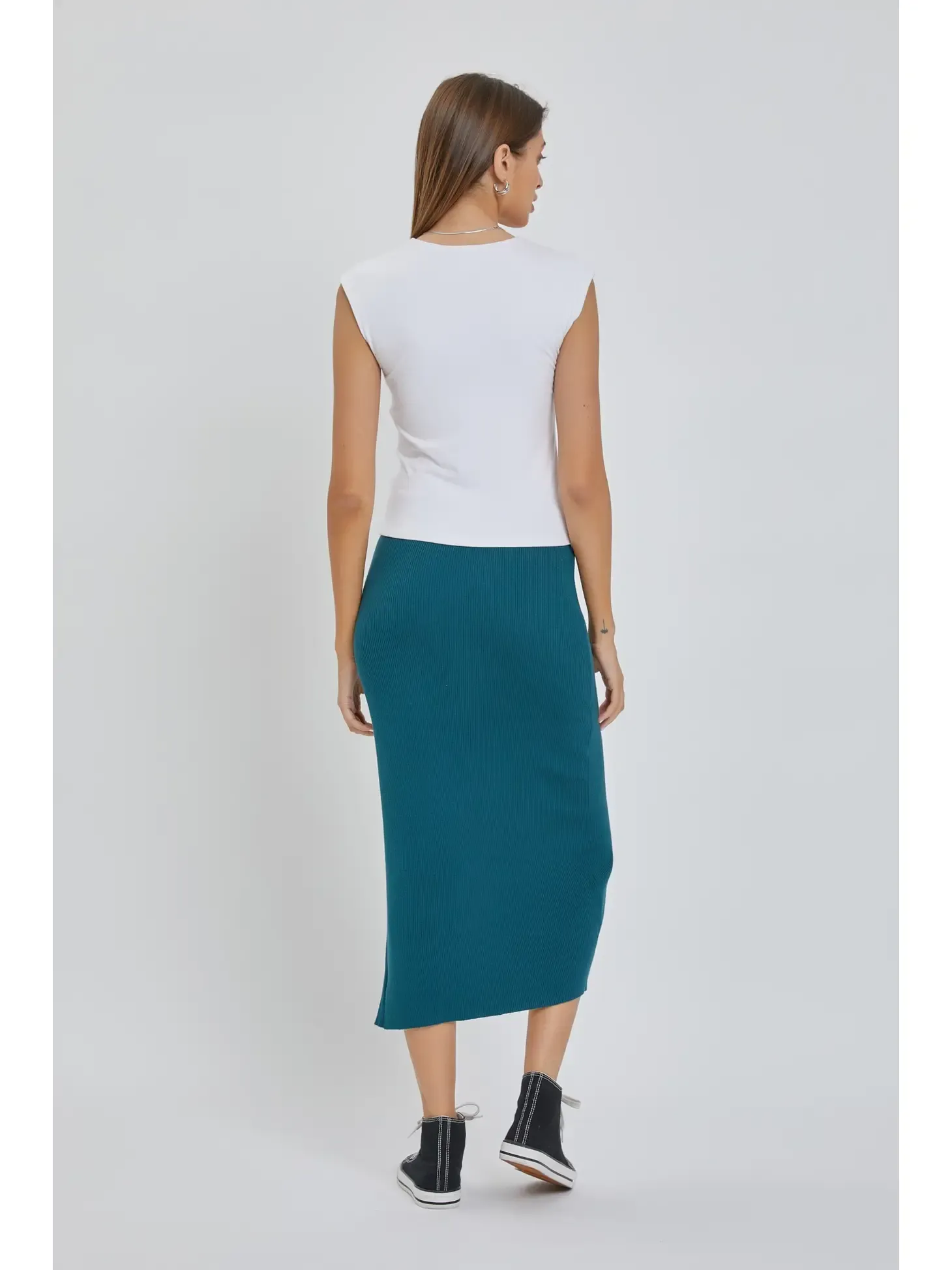 FINAL SALE Peacock Side Slit Pencil Skirt