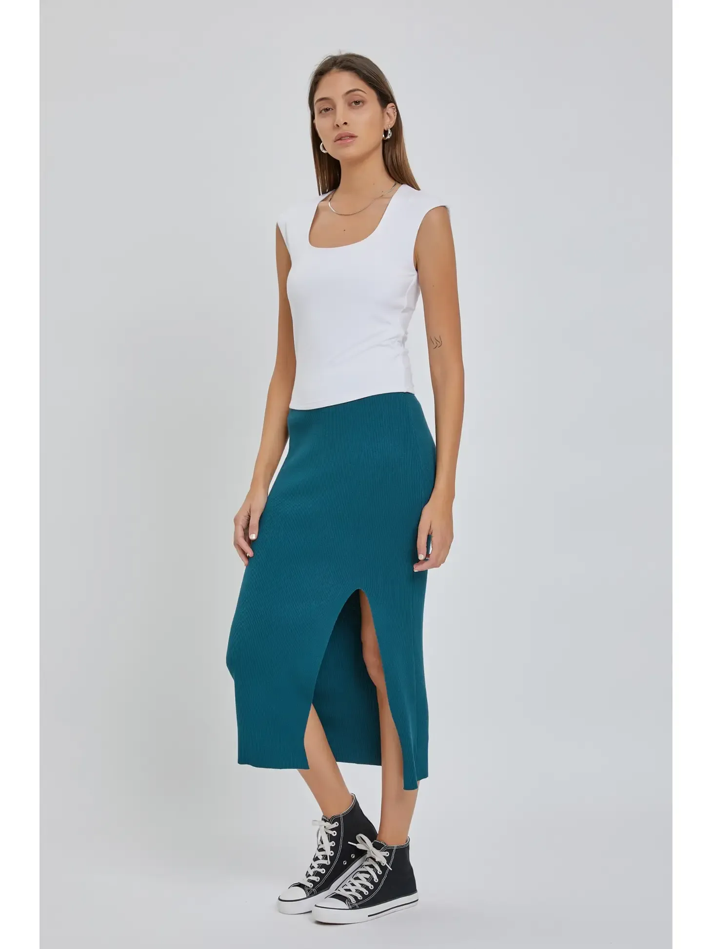 FINAL SALE Peacock Side Slit Pencil Skirt