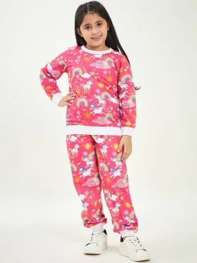Girls Printed Fleece Sweatshirt With Joggers (ts-unimag)