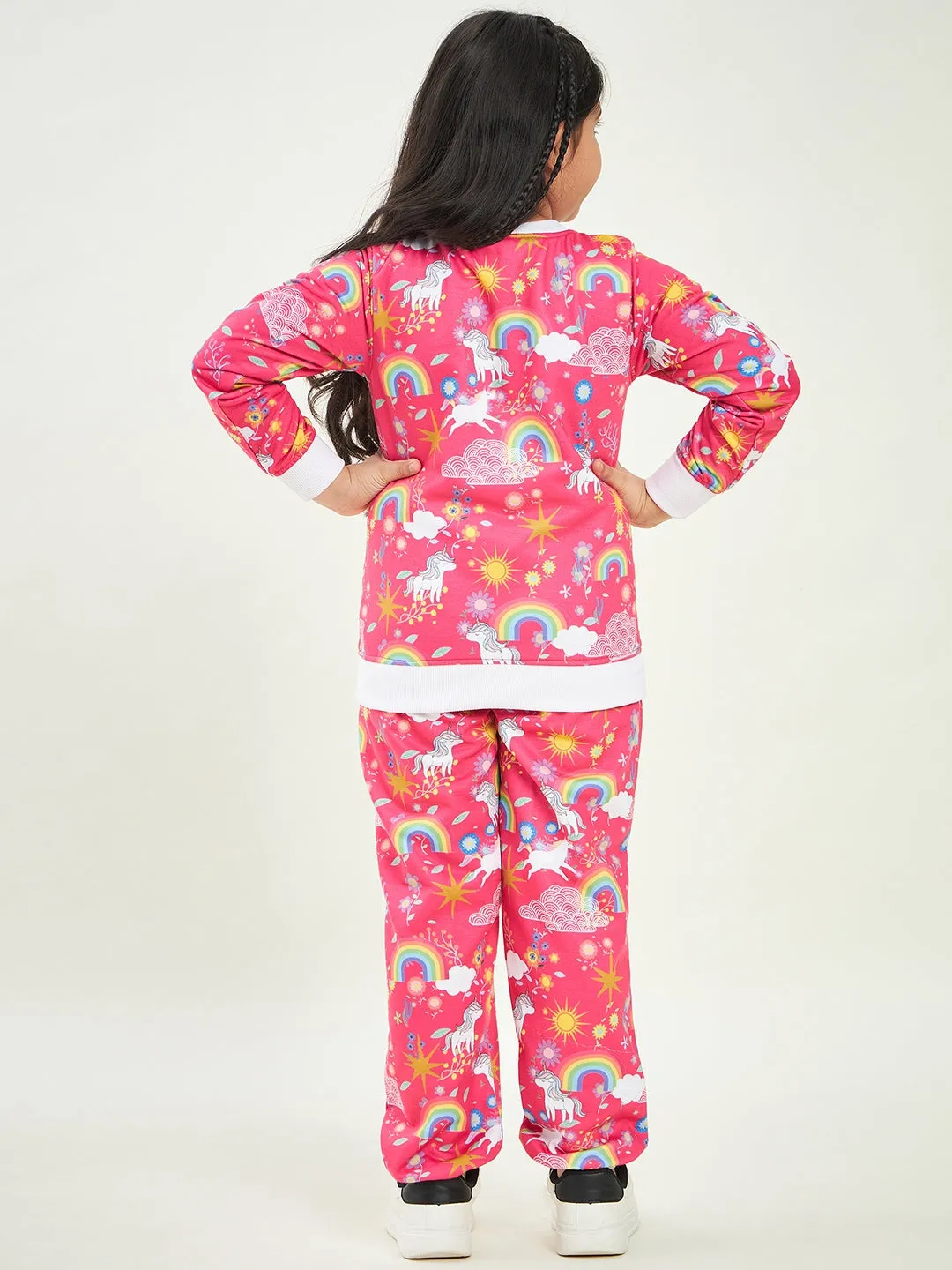 Girls Printed Fleece Sweatshirt With Joggers (ts-unimag)