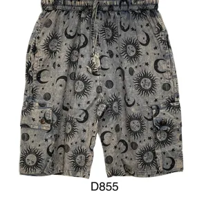 Grey Galaxy Print Cargo Style Shorts