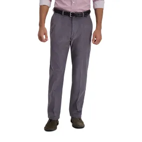 Haggar Mens Classic fit Casual Corduroy Pants 34 / 31 Grey Expandable Waist