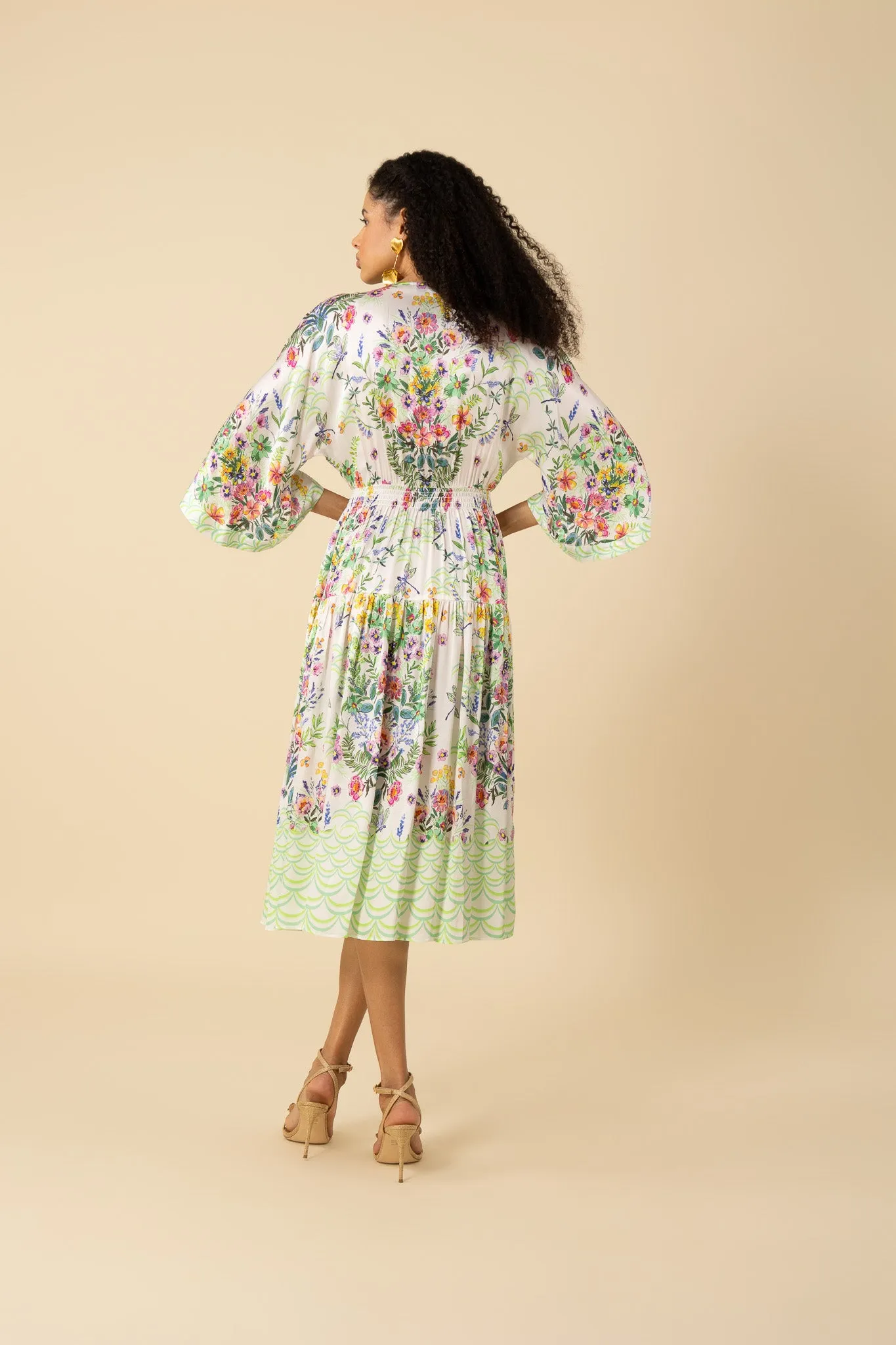 Hale Bob Zahra V-Neck Midi Dress - Ivory