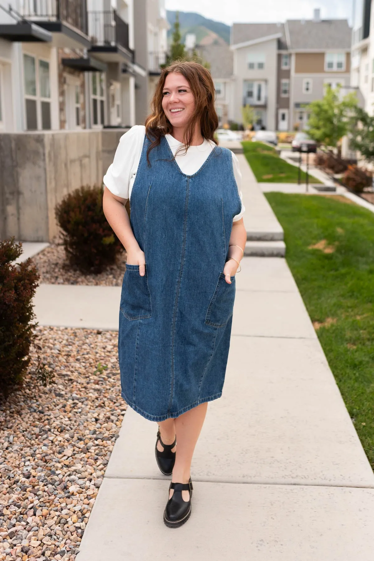 Halle Indigo Denim Overall Dress