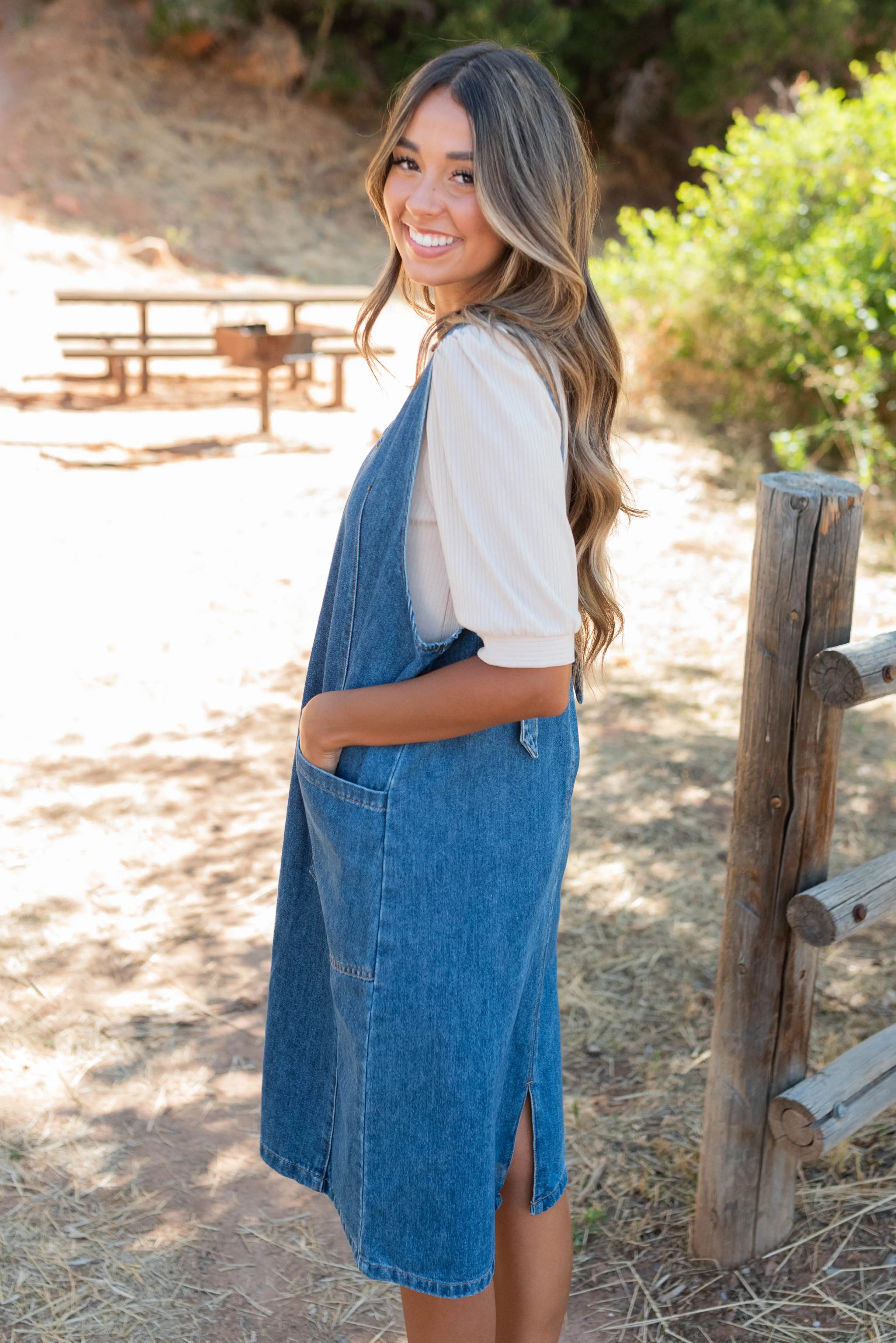Halle Indigo Denim Overall Dress
