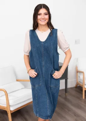Halle Indigo Denim Overall Dress