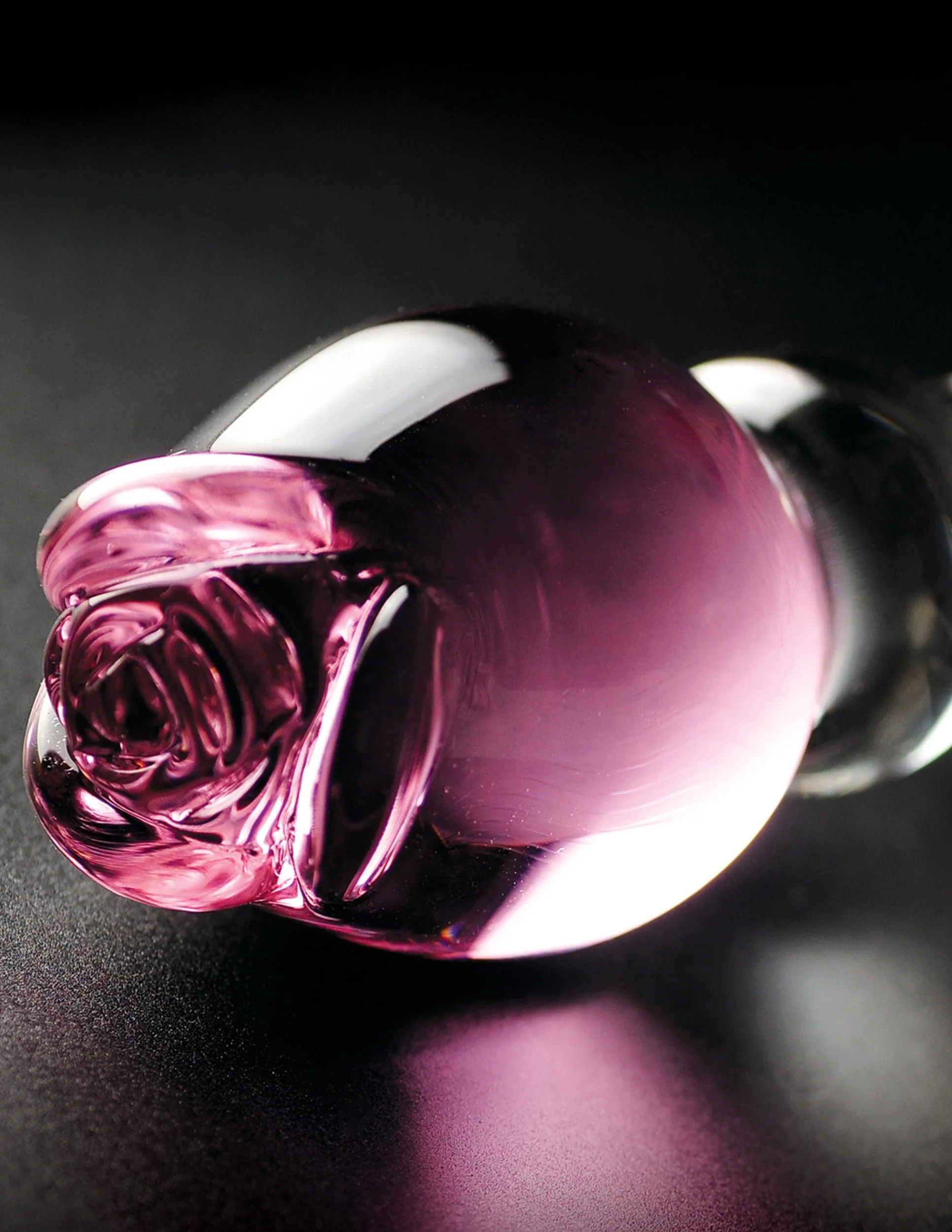 Icicles No. 12 Hand Blown Glass Massager - Clear W/rose Tip