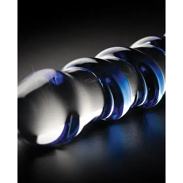 Icicles No. 5 Hand Blown Glass Massager - Clear W/blue Swirls
