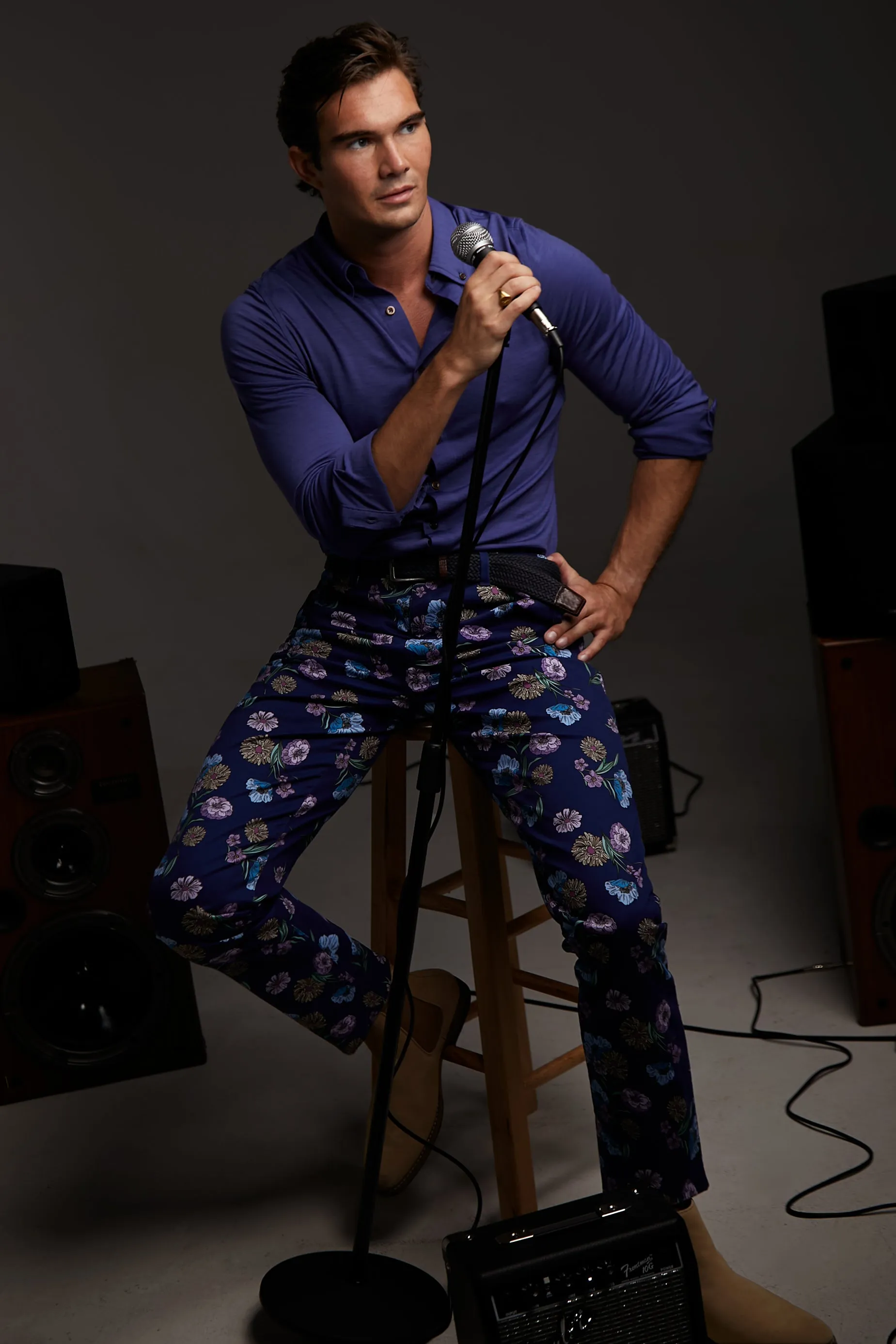 JACK LUX SPACED FLORAL PANT - NAVY