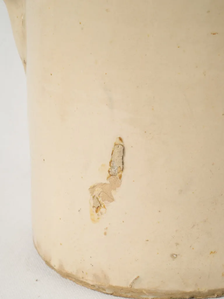Large 19th-century Italian anchovy pot w/ cream glaze 10¼"