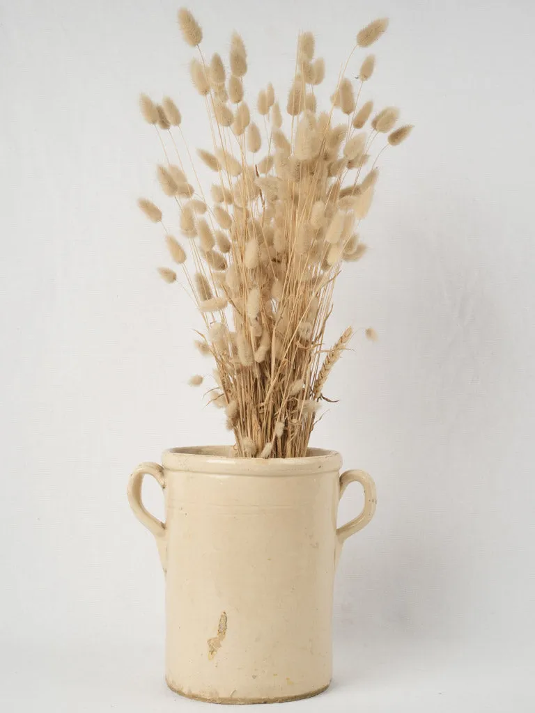 Large 19th-century Italian anchovy pot w/ cream glaze 10¼"