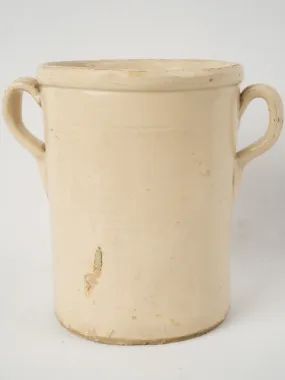 Large 19th-century Italian anchovy pot w/ cream glaze 10¼"