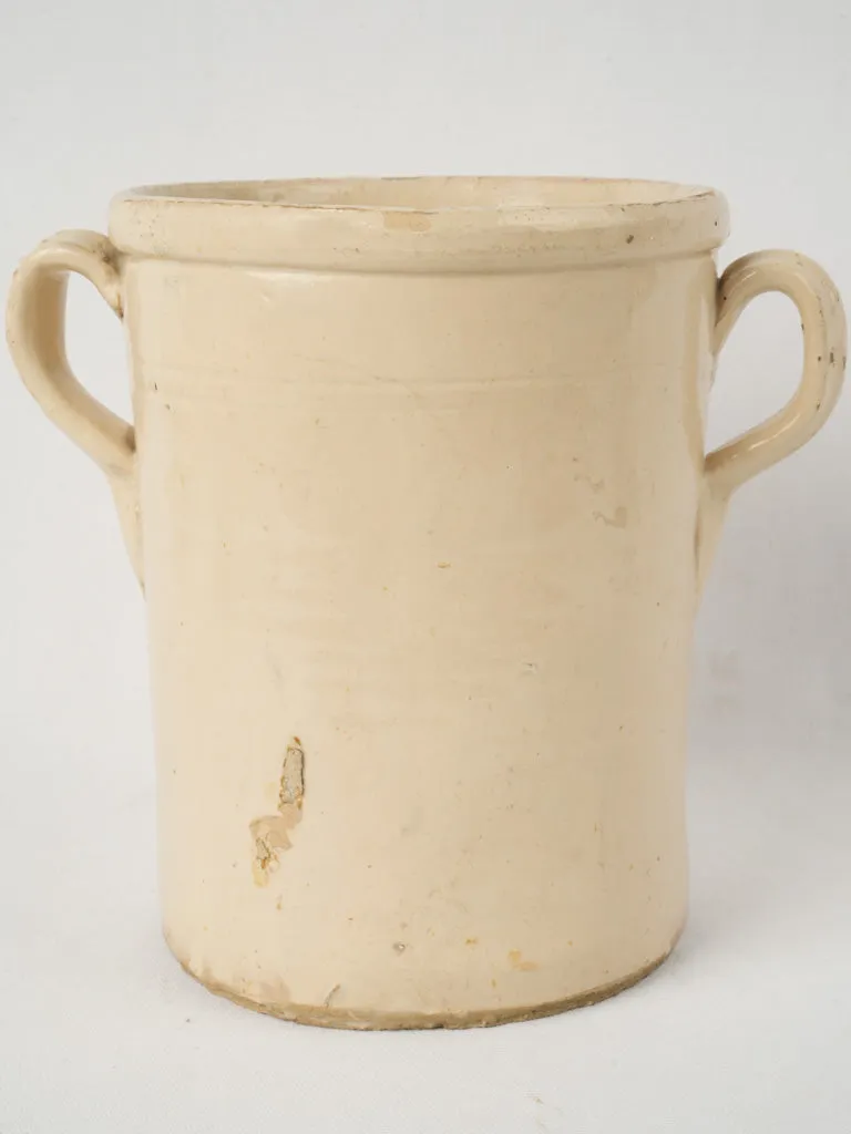 Large 19th-century Italian anchovy pot w/ cream glaze 10¼"