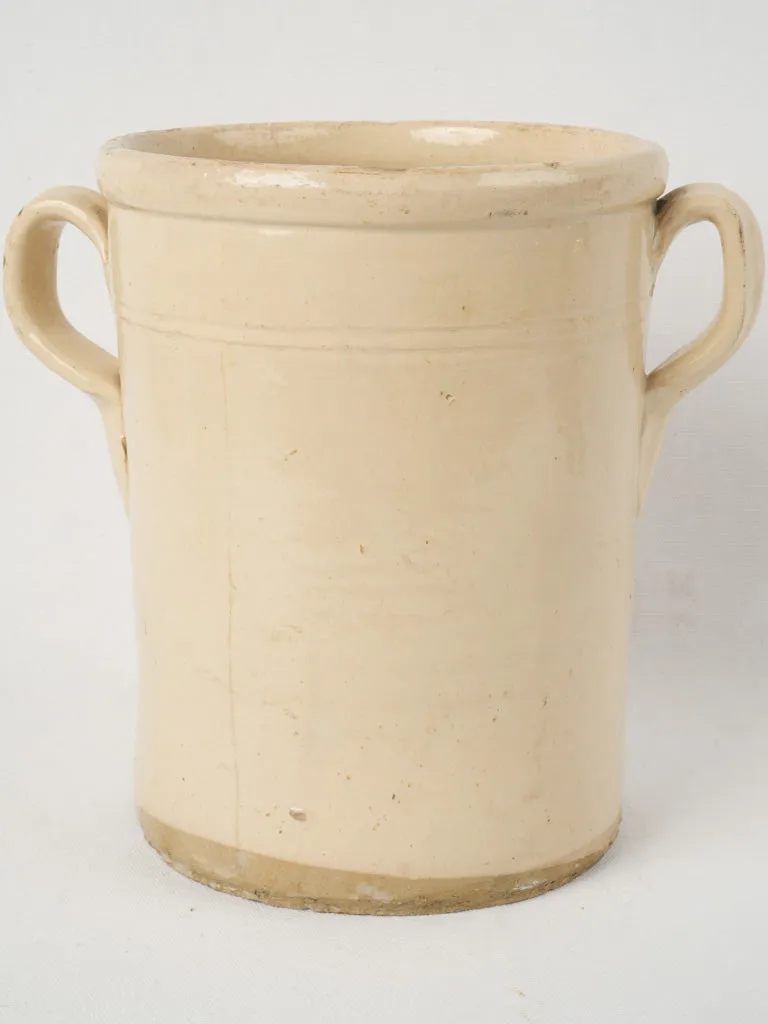 Large 19th-century Italian anchovy pot w/ cream glaze 10¼"