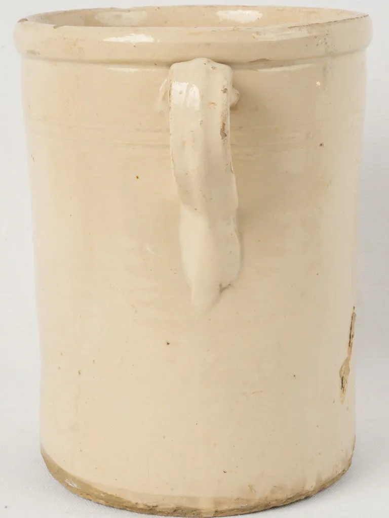 Large 19th-century Italian anchovy pot w/ cream glaze 10¼"