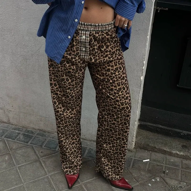 Leopard Print Casual Boxer Pants