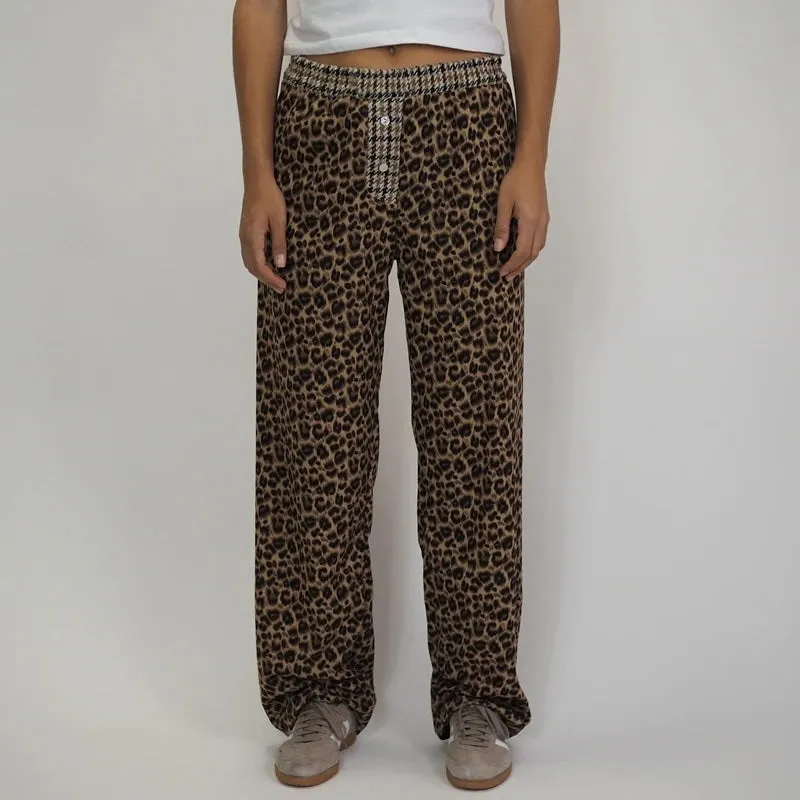 Leopard Print Casual Boxer Pants
