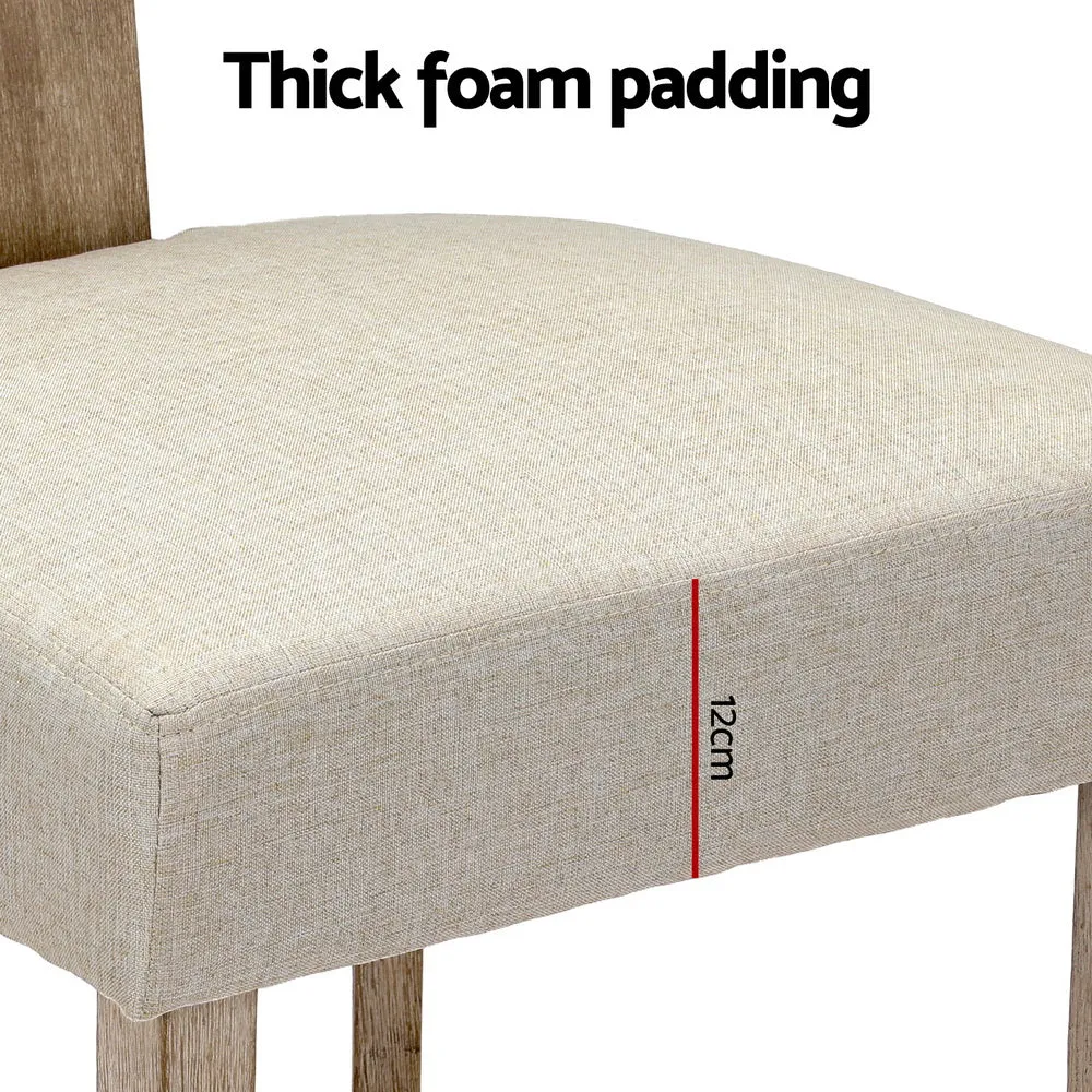 Linen Fabric Dining Chairs, Rubber Wood Frame - Set of 2, Artiss