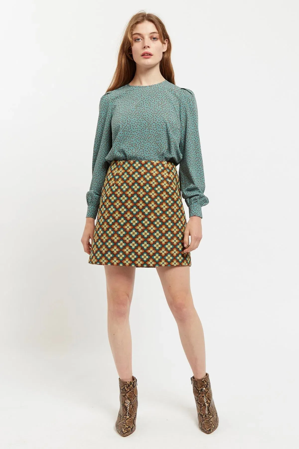 Louche Aubin Deco Fleur Jacquard  Mini Skirt