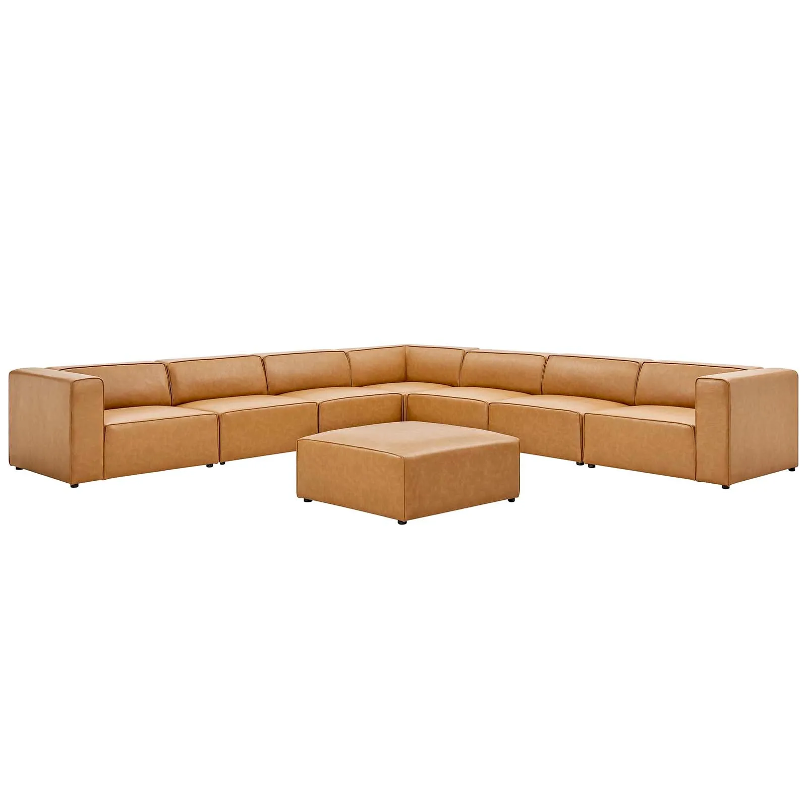 Mingle Vegan Leather 8-Piece Sectional Sofa Set Tan EEI-4799-TAN