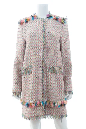 MSGM Fringe-Trimmed Tweed Coat