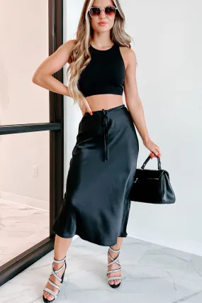 My Personal Preference Satin Midi Skirt (Black)