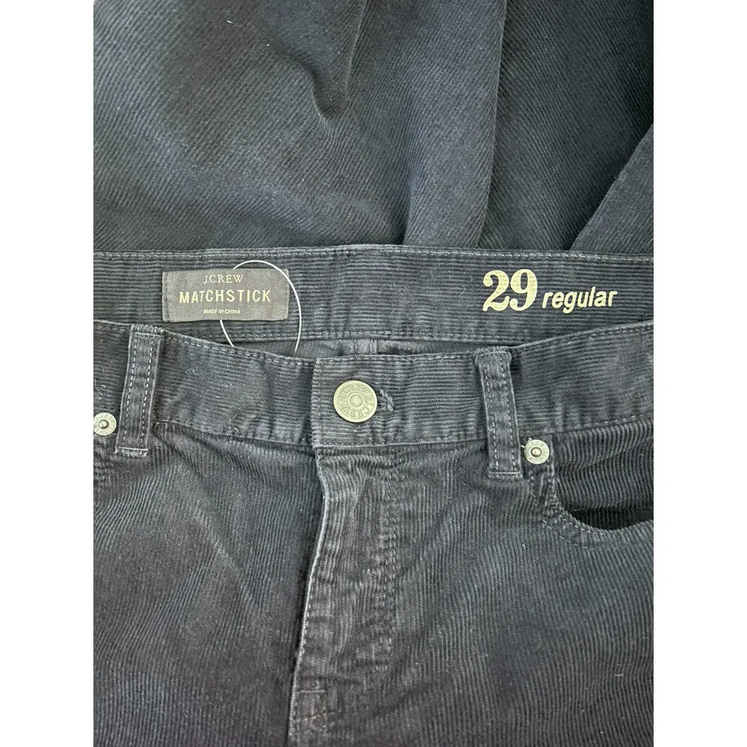 Navy Matchstick Straight Leg Corduroy Pants