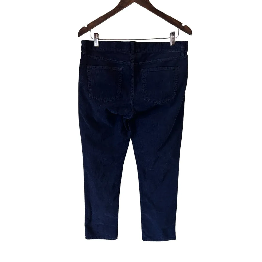 Navy Matchstick Straight Leg Corduroy Pants