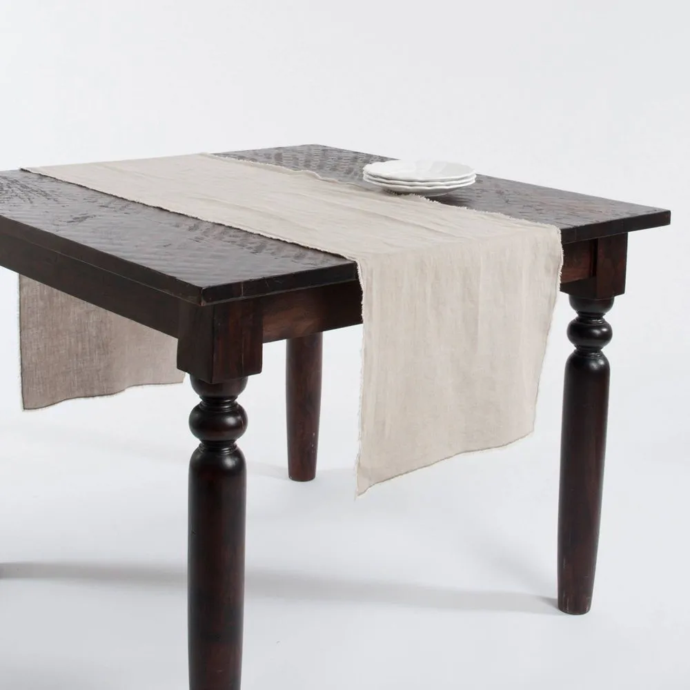 NEW - 16"x72" Fringed Design Stone Washed Table Runner Natural - Saro Lifestyle