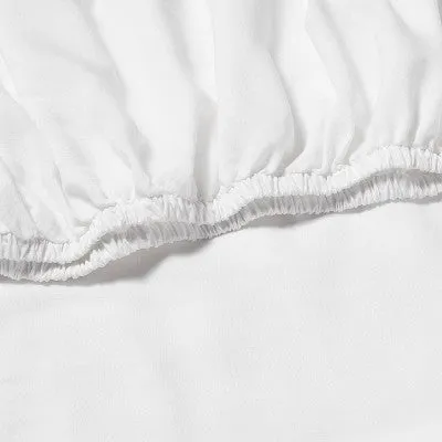 New - King Linen Blend Fitted Sheet White - Casaluna