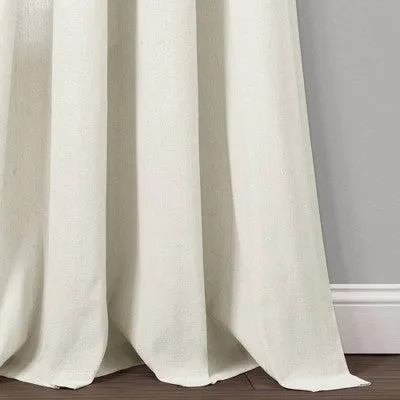 New - Set of 2 (84"x52") Faux Linen Grommet Window Curtain Panels Light Beige - Lush Décor
