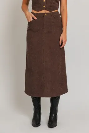 NEWEST ARRIVAL Chocolate Brown Midi Skirt