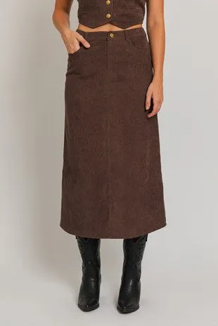 NEWEST ARRIVAL Chocolate Brown Midi Skirt