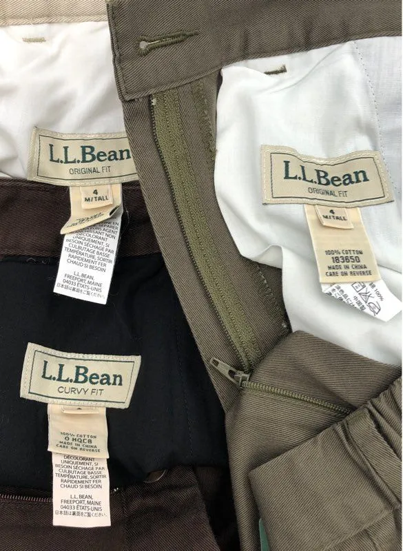 NWT L.L. Bean Chino Pants - Size 4/M Lot Of 3