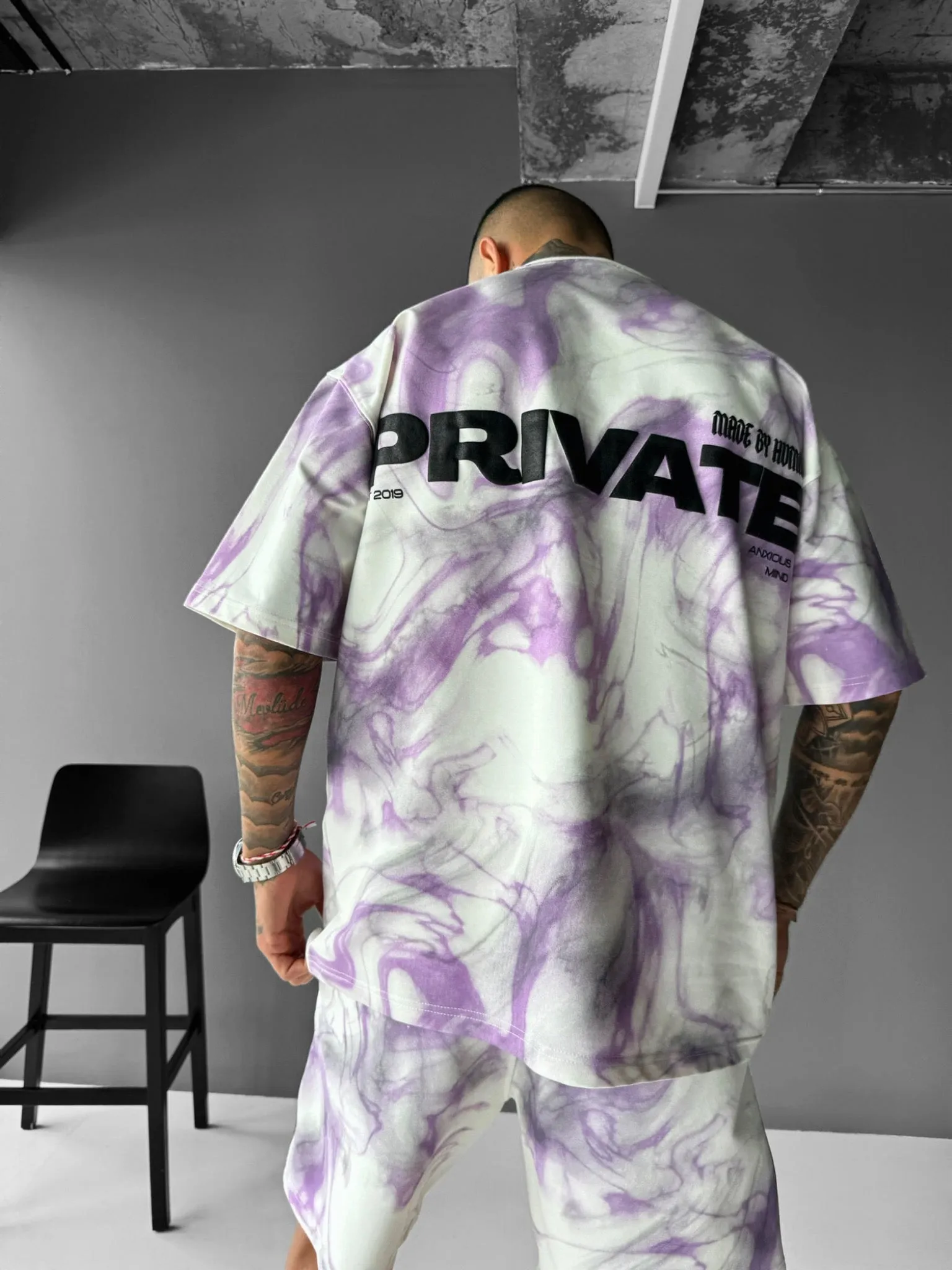 Oversize Private Smoke T-shirt - White and Lila