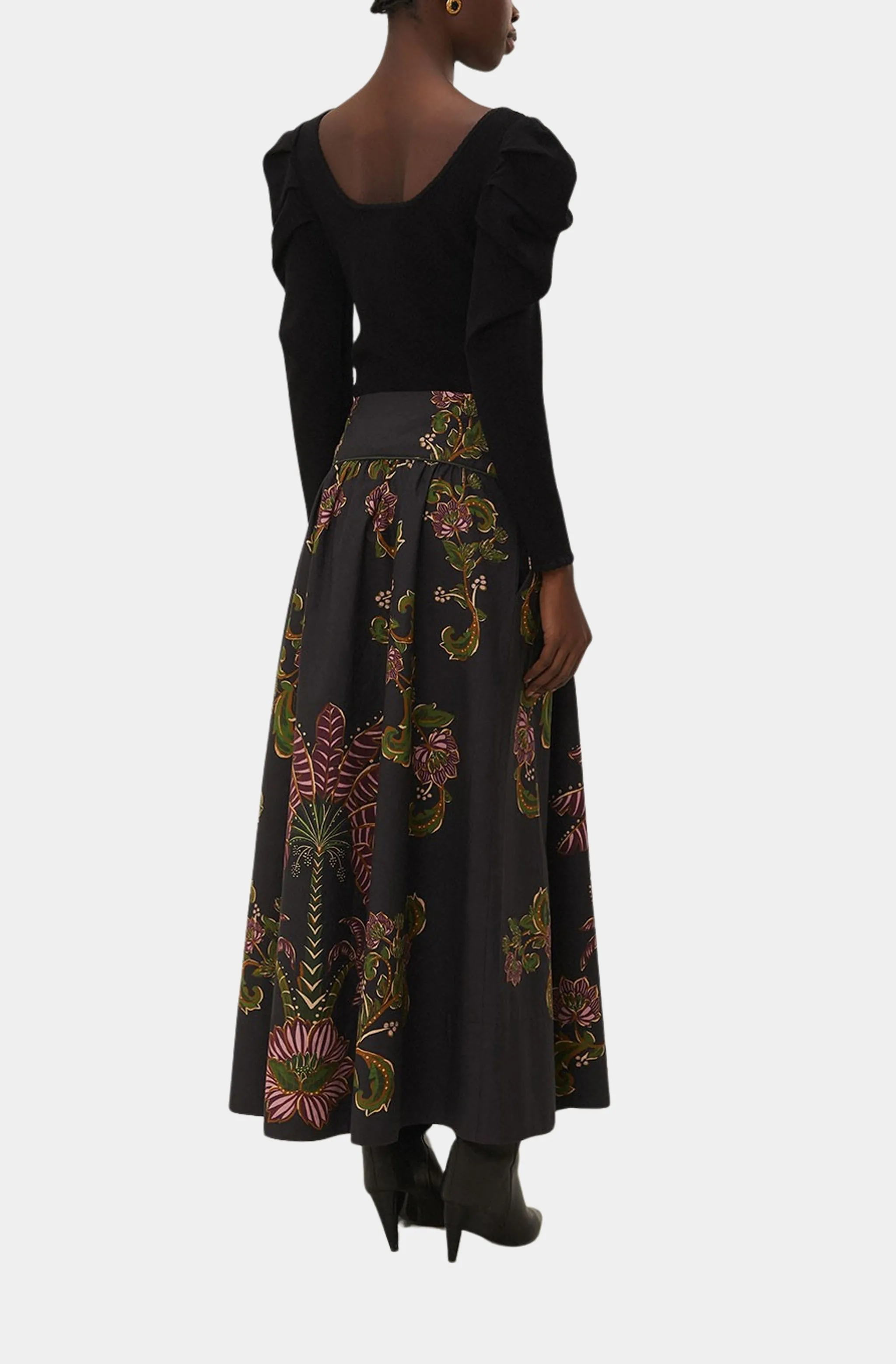 Ravenala Black Midi Skirt