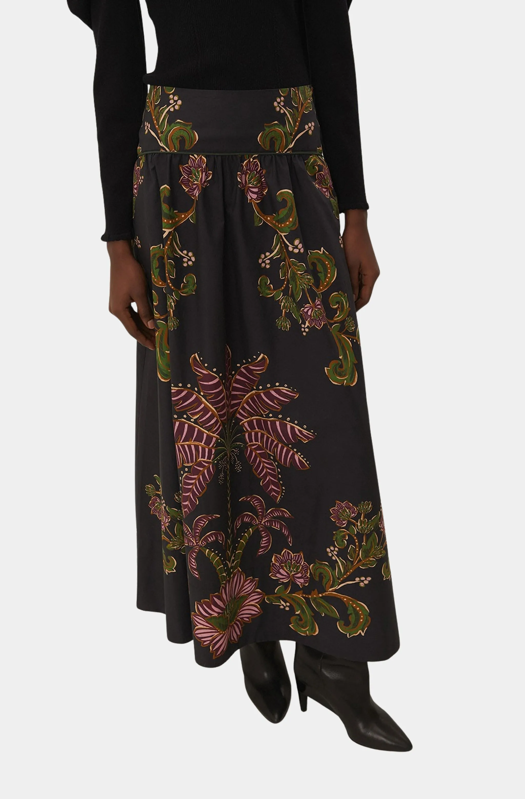 Ravenala Black Midi Skirt