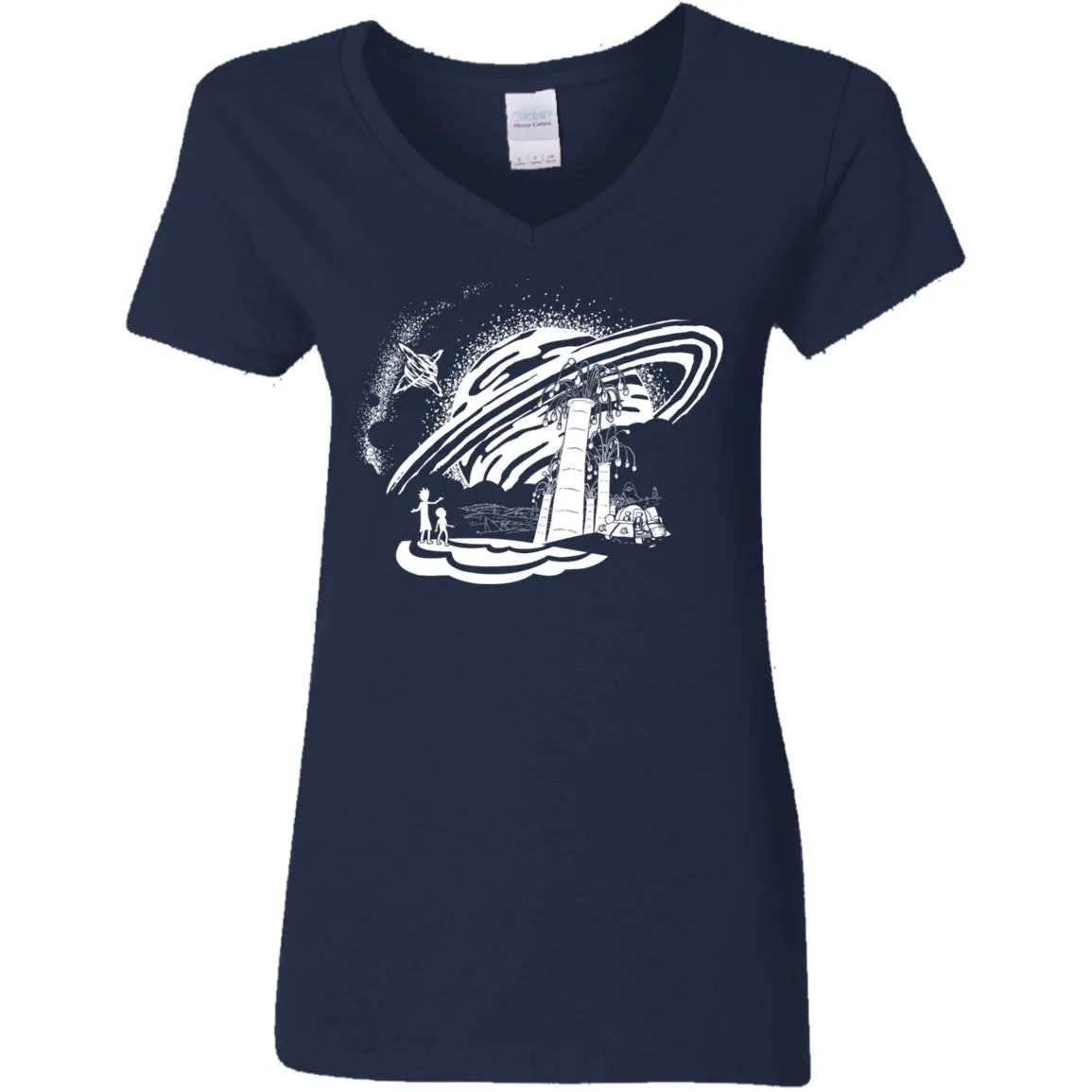 Rick And Morty Dimension 35-c Black And White Women V-Neck T-Shirt