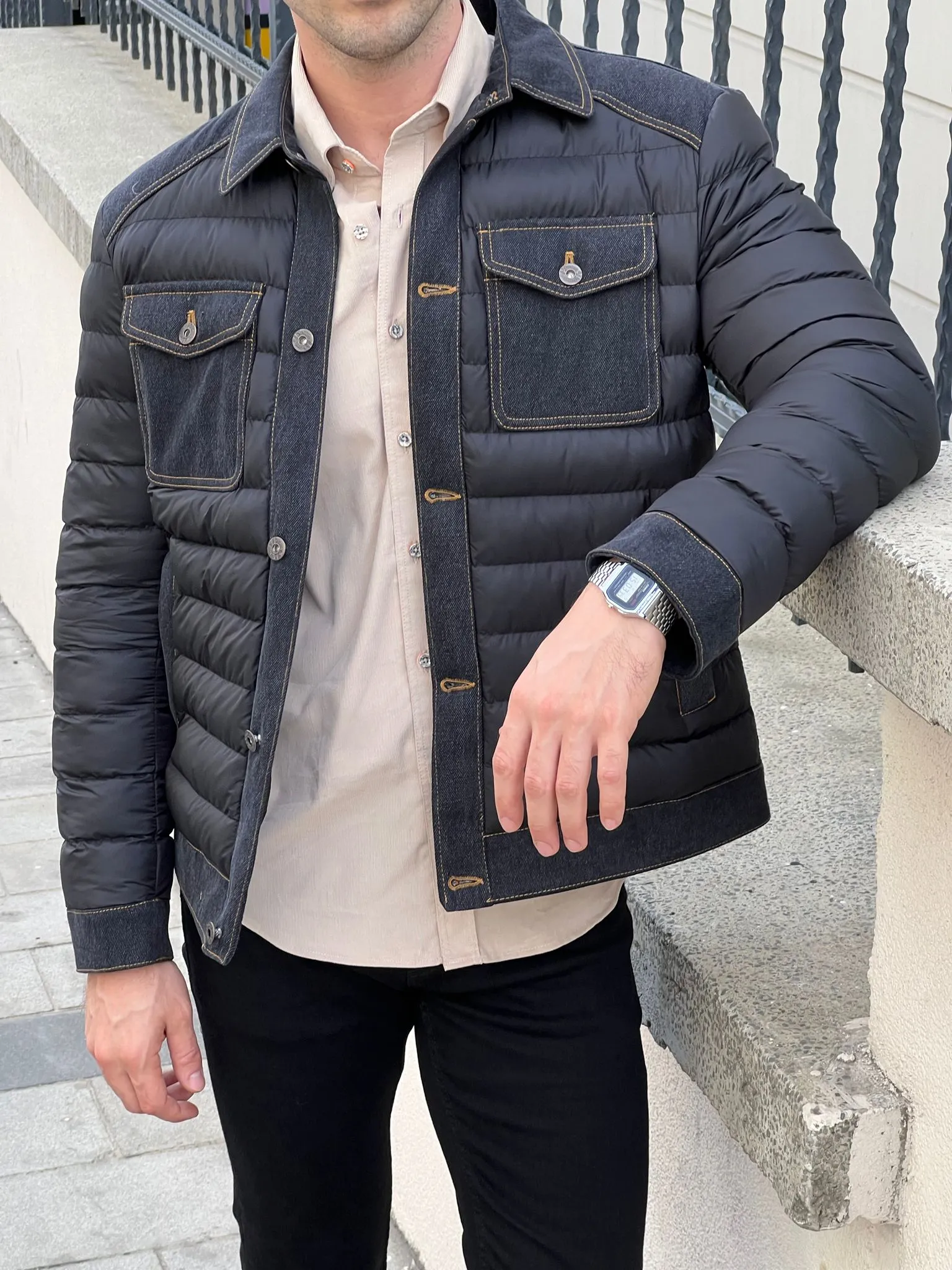Rony Black Slim Fit Coat