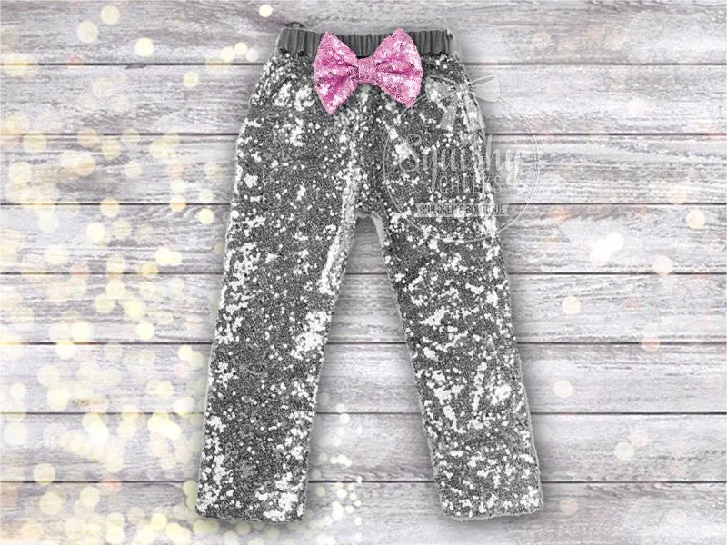 SALE Girl's Silver Sequin Pants