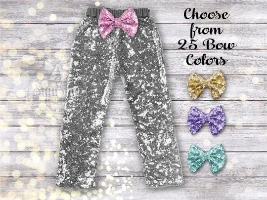SALE Girl's Silver Sequin Pants