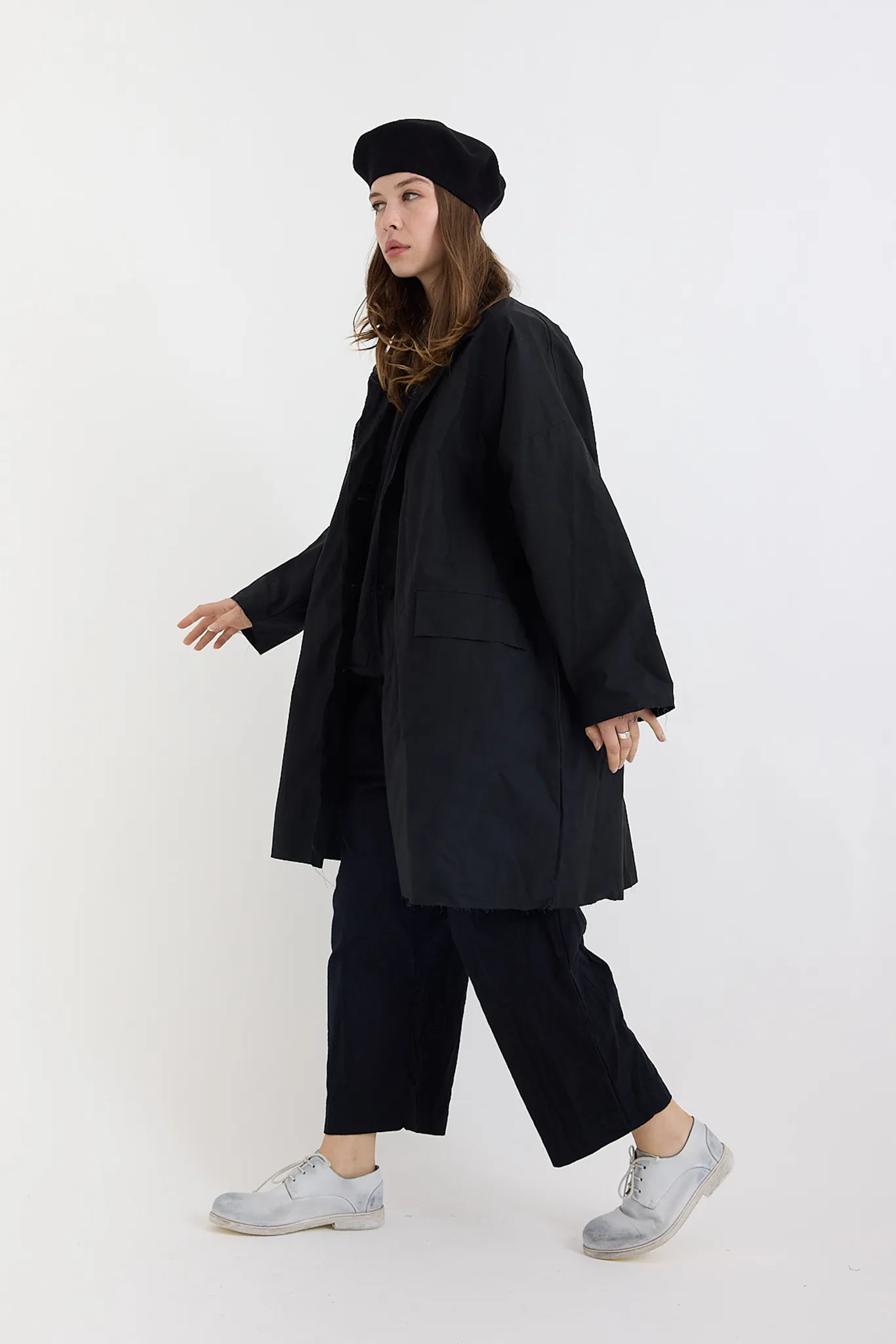 SCHA - Button-Down Volume Coat- Black