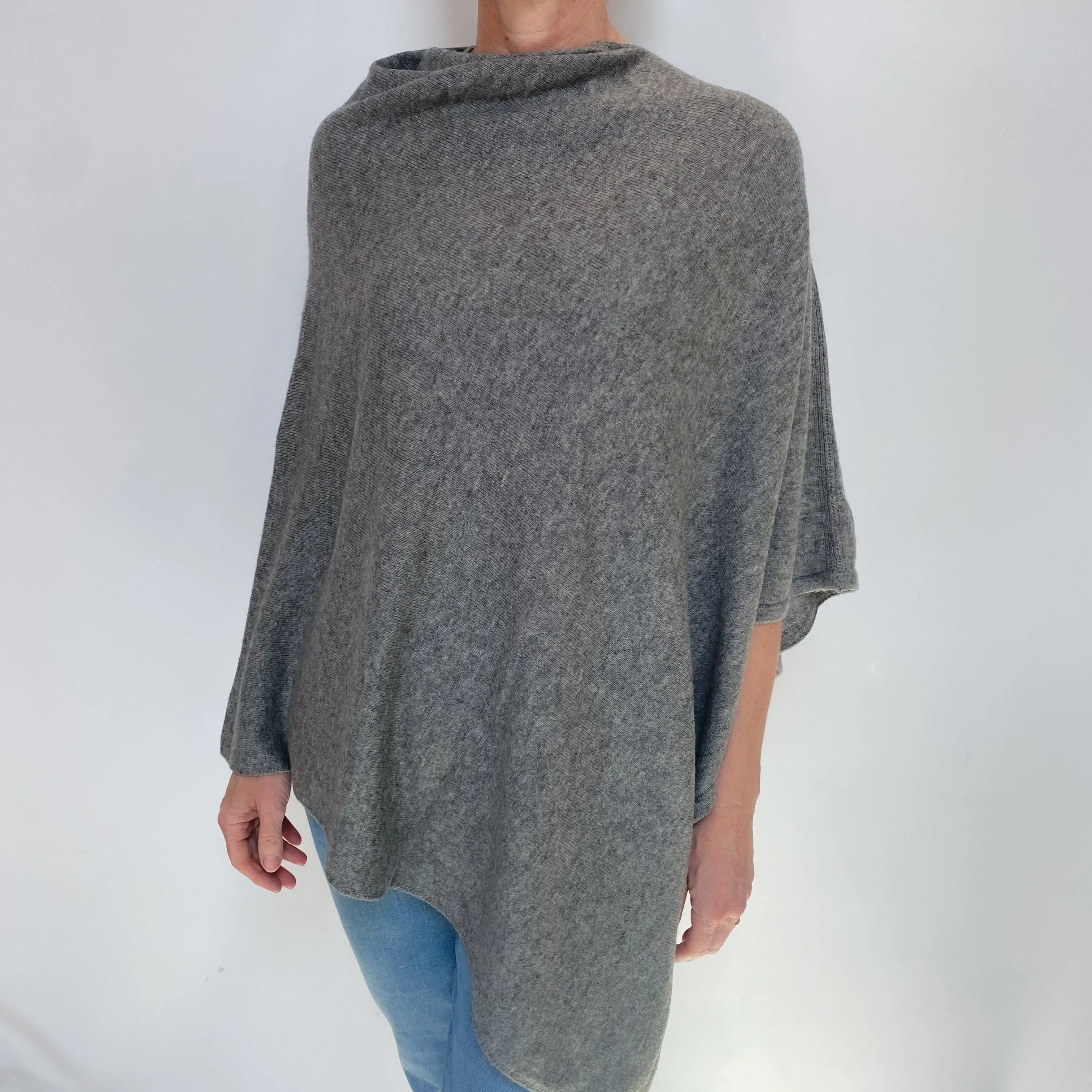 Slate Grey Cashmere Poncho Large