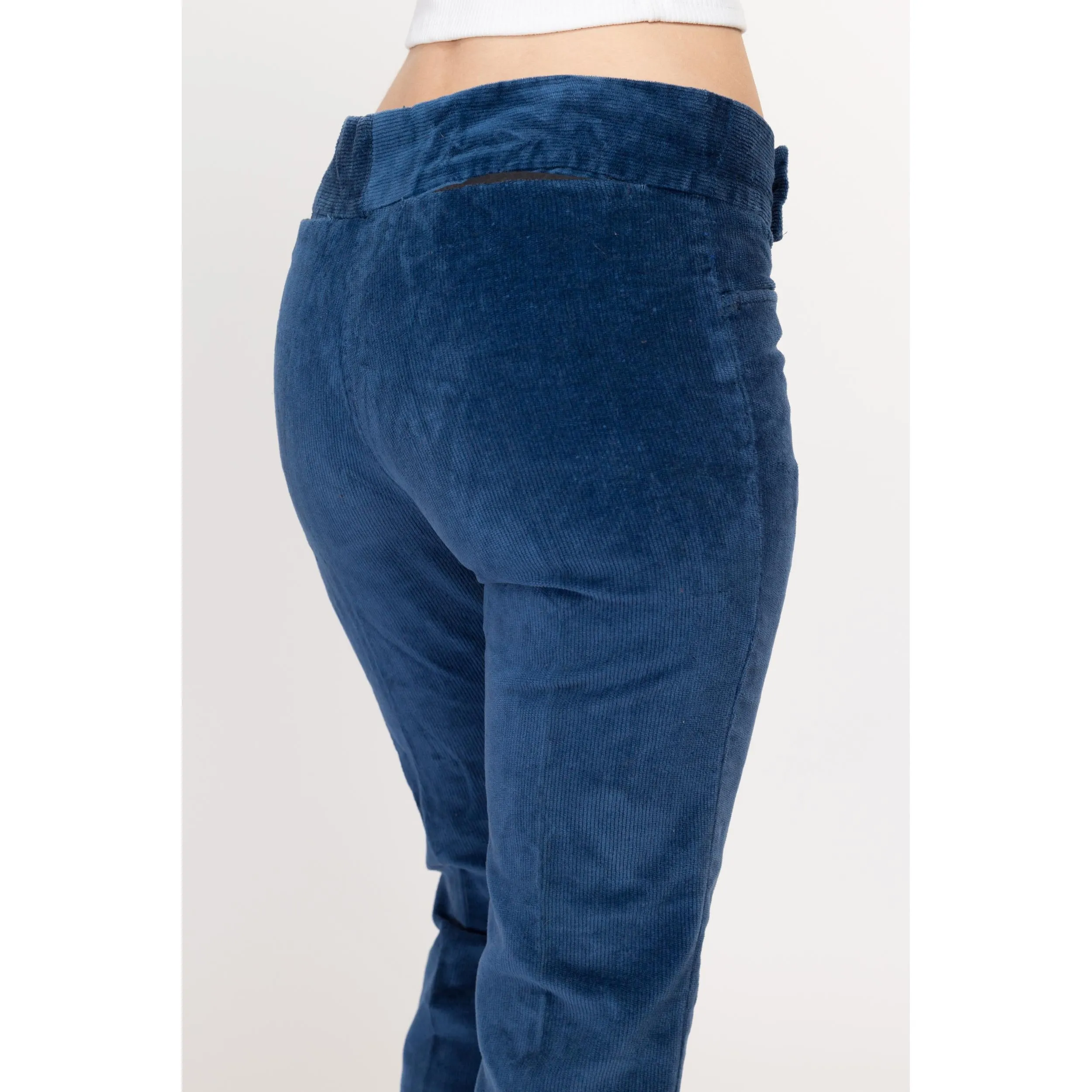 Small 70s Blue Corduroy Kick Flare Pants